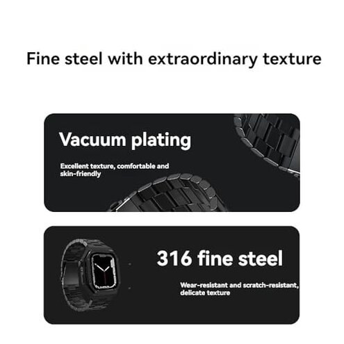 TimShied Stainless Steel Case and Band for Apple Watch Series 10 46mm Ultra 2 49mm Metal Buckle for Iwatch for Men Smartwatch 45mm 44mm 9 8 7 6 5 4 Se Accessories(Silver,46mm)