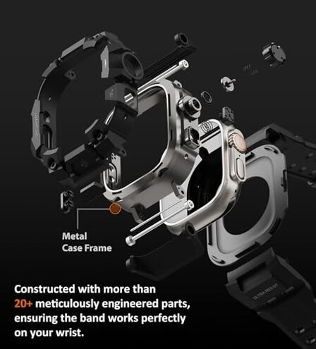 ULTIMAL Rugged Case with Band for Apple Watch 49mm,Compatible with Apple Watch Ultra 3/2/1, Military Grade Shockproof Bumper Cover for iWatch Tactical Band Men (49mm,Black)