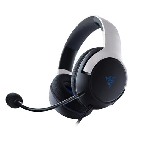 Razer Kaira X Wired Headset for PlayStation 5 (50 mm Driver, Hyperclear Cardioid Microphone, Volume Control, Microphone Mute Button) Black/White