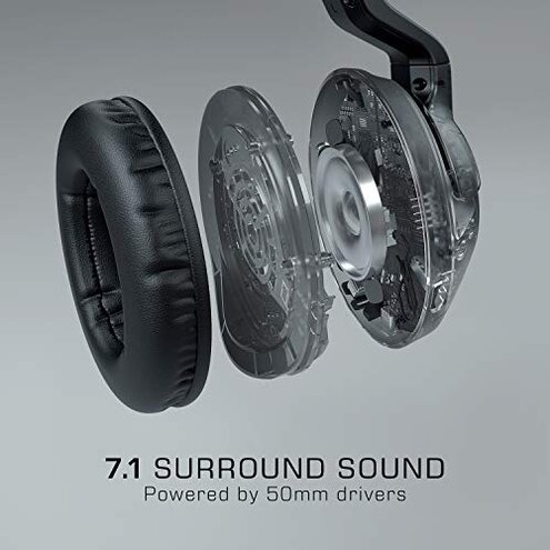 ROCCAT Elo 7.1 USB PC Gaming Headset, Surround Sound with AIMO RGB Lighting, Wired Computer Headphones, Detachable Noise Cancelling Microphone, Lightweight, 50mm Drivers, Black