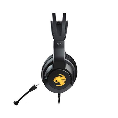 ROCCAT Elo 7.1 USB PC Gaming Headset, Surround Sound with AIMO RGB Lighting, Wired Computer Headphones, Detachable Noise Cancelling Microphone, Lightweight, 50mm Drivers, Black