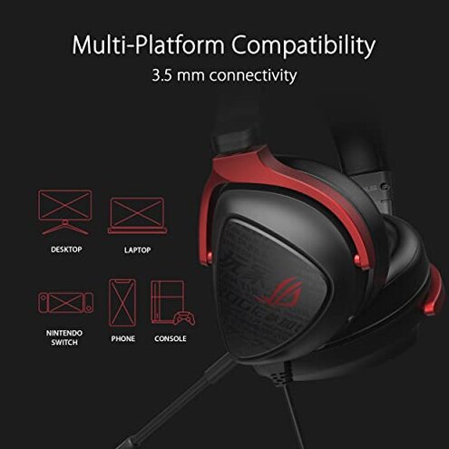 ASUS ROG Delta S Core Wired 3.5mm Gaming Headset with Mic &ndash; 40mm Essence Drivers, Virtual 7.1 Surround Sound, Discord-Certified Boom Mic, Lightweight, for PC, PS5, PS4, Xbox, Switch, Mobile - Black