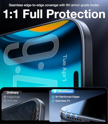 UltraGlass TOP 9H+ Armor for iPhone 16 Pro Max Privacy Screen Protector [NO.1 Military Grade Shatterproof] Privacy Screen iPhone 16 Pro Max Tempered Glass [100% Anti Spy & Longest Durable] 2 Pack
