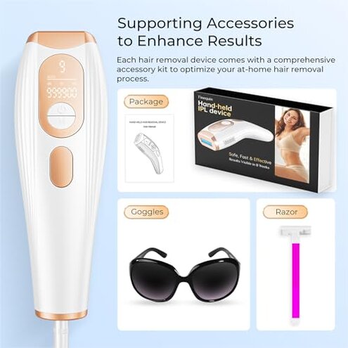 Finequin Laser Hair Removal, IPL Laser Hair Removal for Women and Men Permanent, Hair Removal Device with 3.0 IPL Red Light Wave, Home Laser Hair Removal Device for Facial Legs Armpits Bikini Body Use